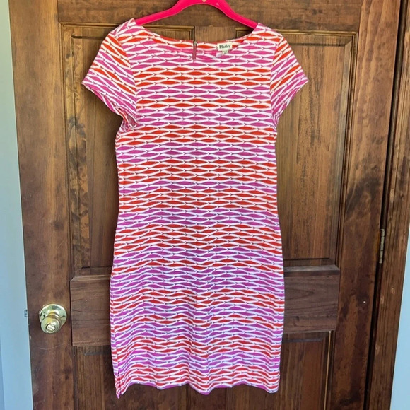 Hatley Fish Zip A Line Dress Women’s PS Large Pink Red Short Sleeve - Picture 3 of 14